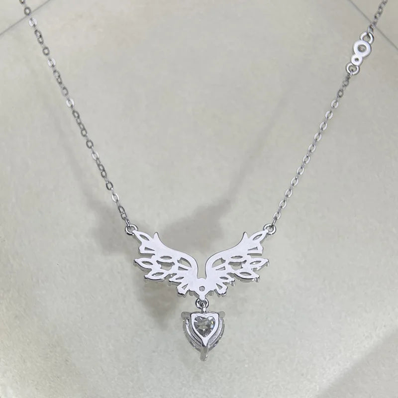 MuShan Designer Jewelry 925 Sterling Silver Chain Pendant Solitaire Heart Moissanite for Her Gold Vermeil MST Patent GRA