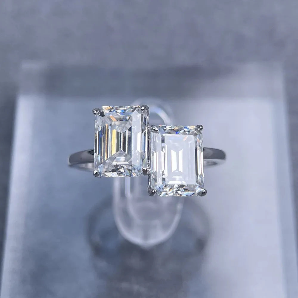 MUSHAN Luxury Jewelry 925 Sterling Silver Ring Band Women GRA Certificated Moissanite Diamond Emerald D Color Rings Fine Jewelry