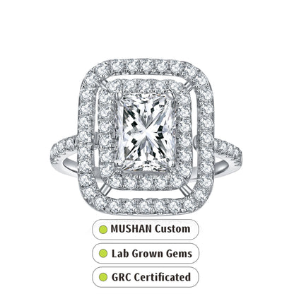 MUSHAN Custom Jewelry 925 Sterling Silver Ring Band Women 2ct Lab Grown Gemstones Ruby Emerald Sapphire Rings Jewelry