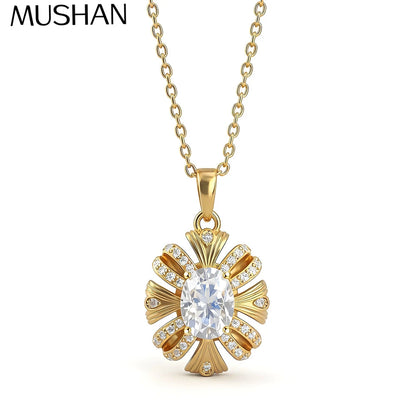 Collier MuShan Luxury Jewelry en argent sterling 925, chaîne corde, moissanite éclatante, idéal pour un rendez-vous amoureux, plaqué rhodium, pour épouse, collier breveté MST