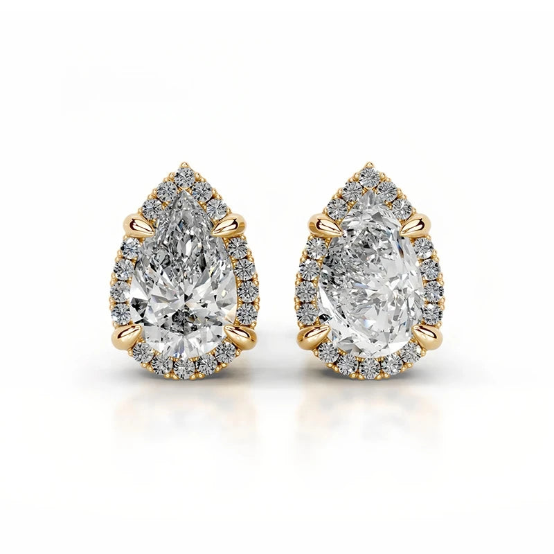 MuShan Brand Jewelry 925 Sterling Silver Stud Earrings Moissanite Diamond Ear Pin Women 18k Gold Plated MST Patent Earrings Stud