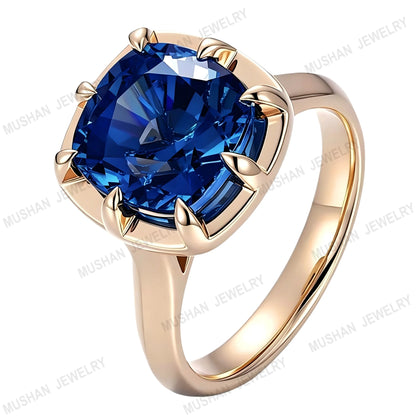 MUSHAN Luxury Custom Lab Grown Paraiba Gemstones Rings Ruby Band For Women Luxury 14K 18K Gold Ring Jewelry GRC Certificated
