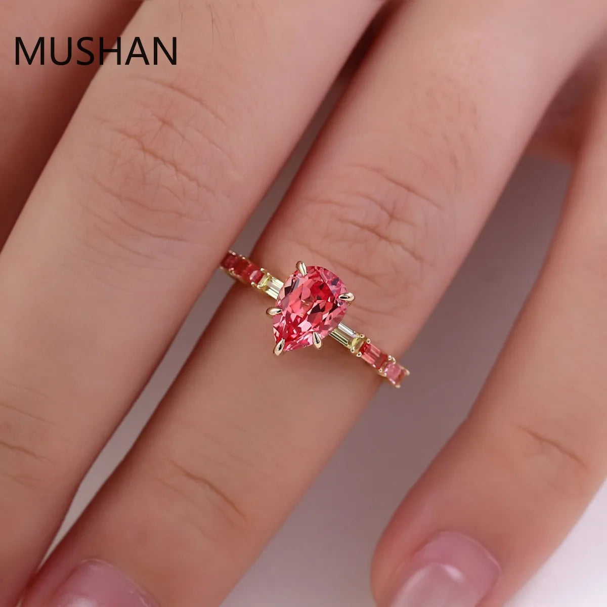 MUSHAN Luxury Custom 14K 18K Gold Rings Band Jewelry With Moissanite Diamond Lab Grown Gemstones Diamond Wedding Ring For Women