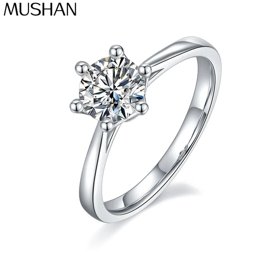 MuShan Luxury Jewelry 925 Sterling Silver Ring VVS Moissanite Date Night Ring for Her 18K Real Gold Plated MST Patent Jewellery