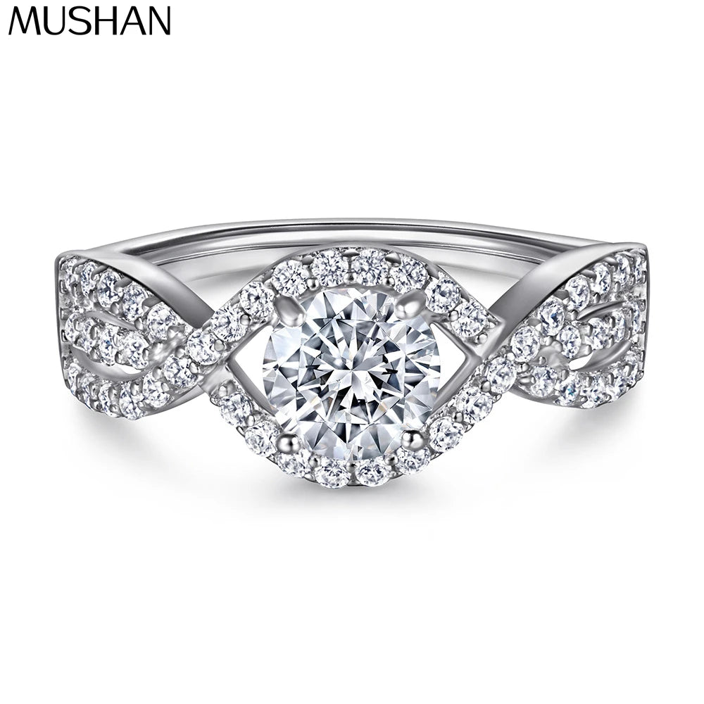 Bague de mariage MuShan Jewelry en argent sterling 925, diamant haute teneur en carbone, cadeau de Saint-Valentin, bague pour femme plaquée or, bijouterie fine