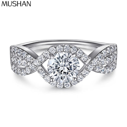 Bague de mariage MuShan Jewelry en argent sterling 925, diamant haute teneur en carbone, cadeau de Saint-Valentin, bague pour femme plaquée or, bijouterie fine