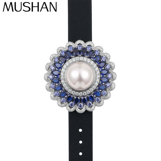 Pulsera de tenis glamurosa de plata de ley 925 MuShan Jewelry, con circonitas 5A, brazalete para mujer, ideal para aniversario