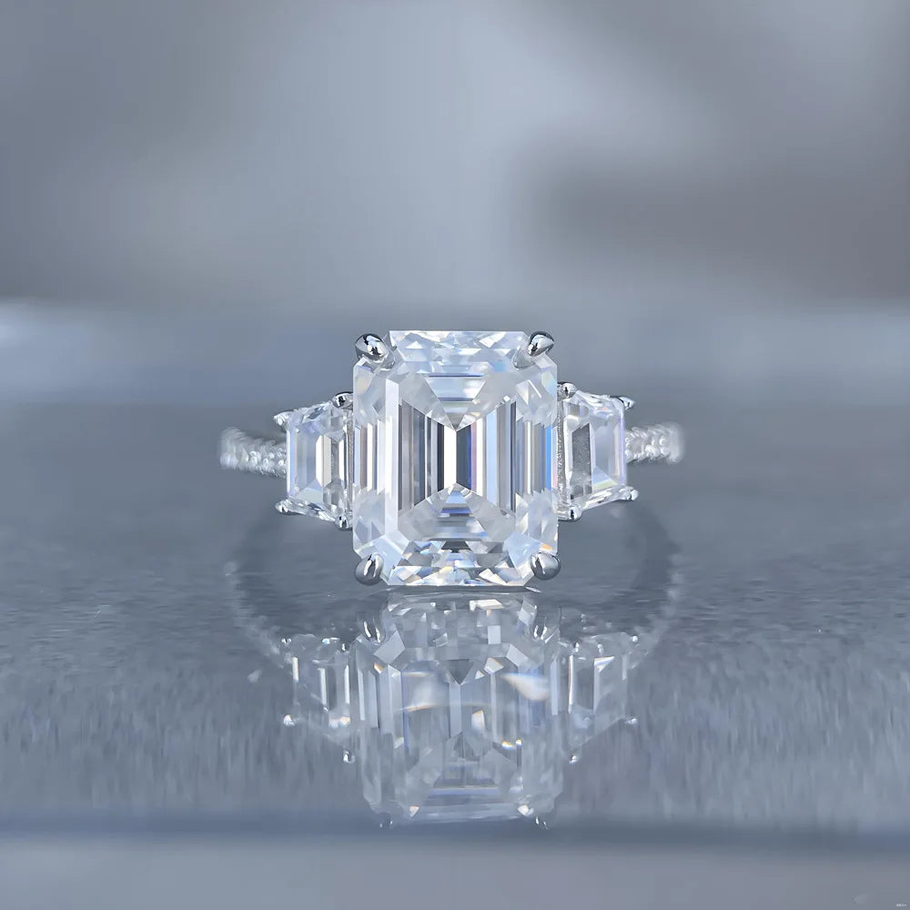 MuShan Luxury Jewelry 925 Sterling Silver Ring VVS Moissanite Solitaire Ring for Fiancee 18K Gold Plated MST Patent Rings