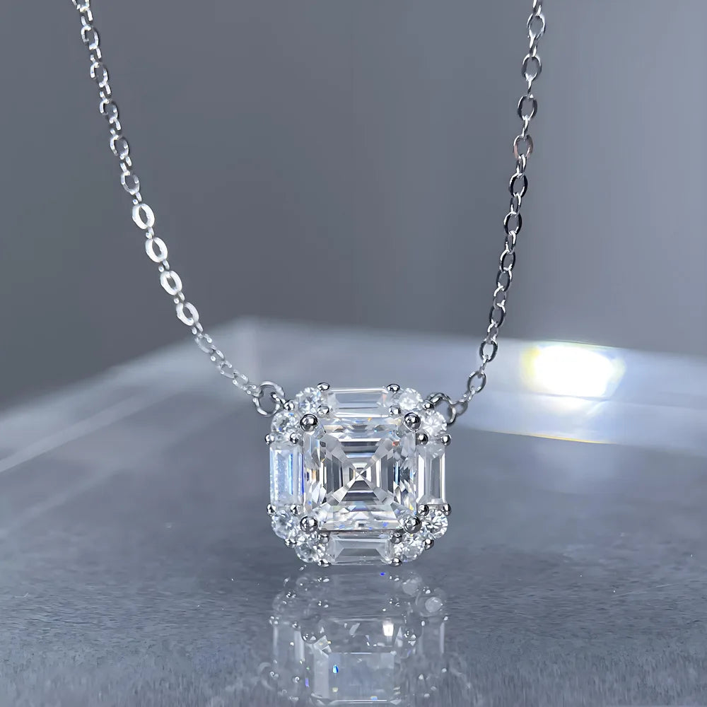 Collar con colgante de cadena de plata de ley 925 de la marca MuShan, con moissanita en forma de pera, sin níquel, para novia, chapado en platino, patente MST