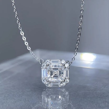 Collar con colgante de cadena de plata de ley 925 de la marca MuShan, con moissanita en forma de pera, sin níquel, para novia, chapado en platino, patente MST