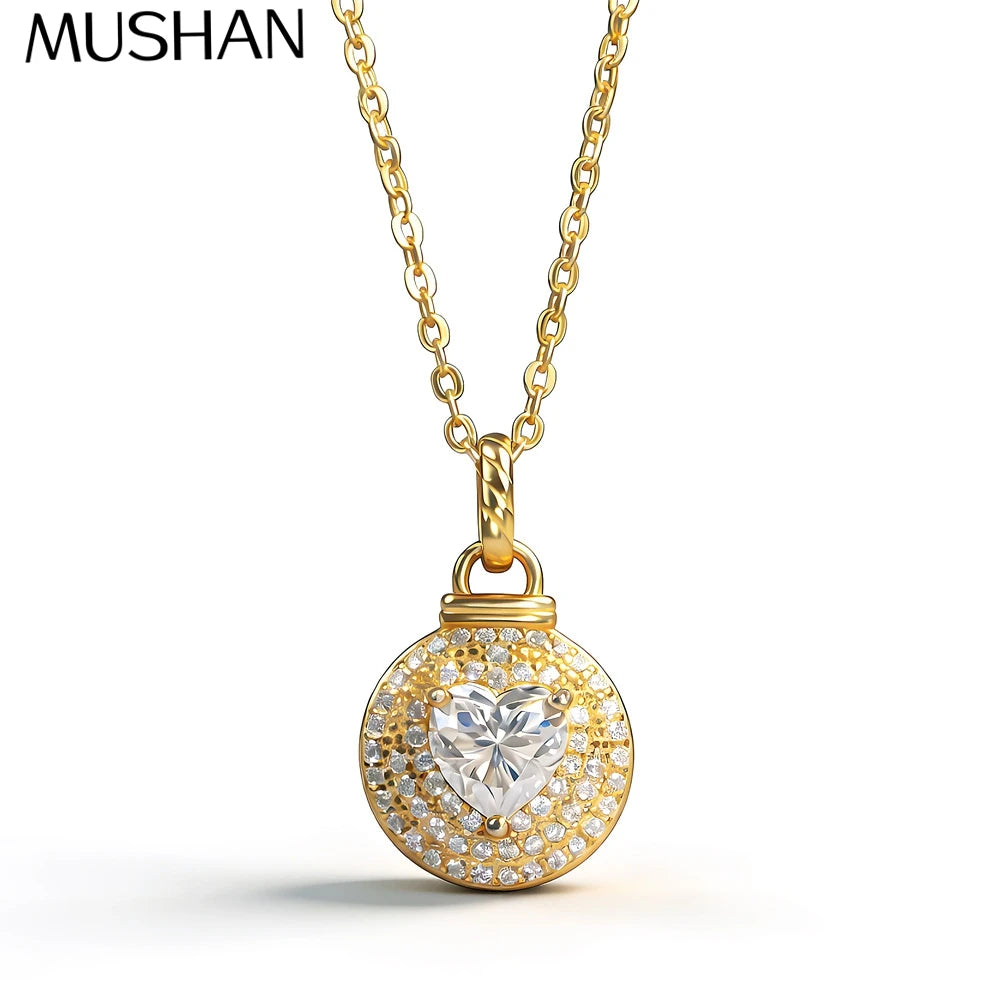 MuShan Designer Jewelry 925 Sterling Silver Pendant Dangle D Color Moissanite Strong Chain for Ladies 18K Gold Plated MST Patent