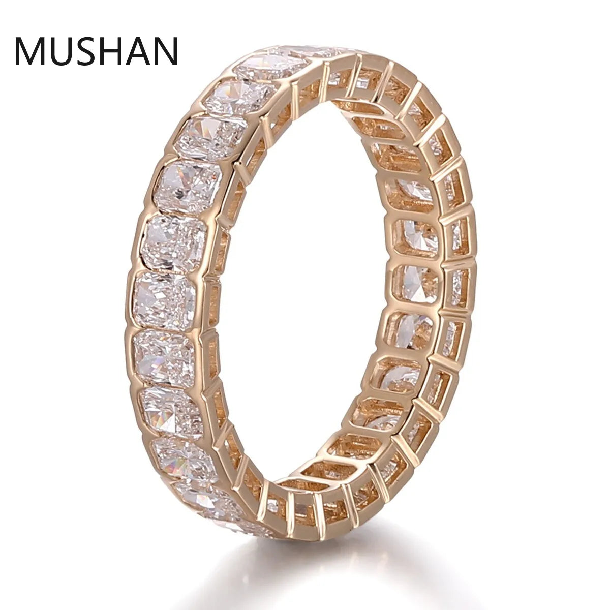 MUSHAN Luxury Custom 14K 18K Gold Rings Band Jewelry With Moissanite Diamond Lab Grown Gemstones Diamond Wedding Ring For Women