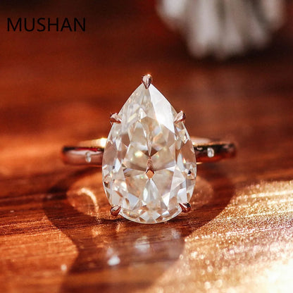 MUSHAN Luxury Custom 14K 18K Gold Rings Band Jewelry With Moissanite Diamond Lab Grown Gemstones Diamond Wedding Ring For Women