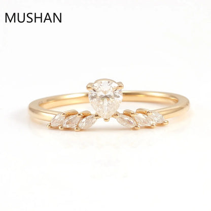 MUSHAN Luxury Custom 14K 18K Gold Rings Band Jewelry With Moissanite Diamond Lab Grown Gemstones Diamond Wedding Ring For Women
