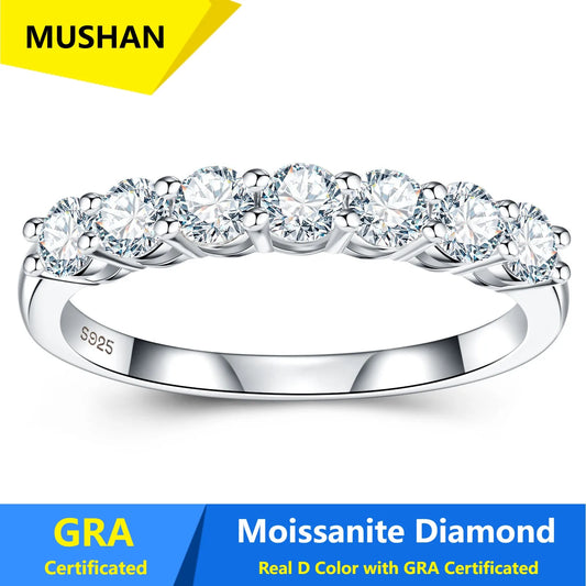 MUSHAN Luxury Jewelry 925 Sterling Silver Ring Band Women GRA Certificated Moissanite Diamond Emerald D Color Rings Fine Jewelry