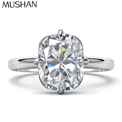 Bague MUSHAN Luxury Jewelry en argent sterling 925, diamant moissanite taille coussin de 4 carats (8x10 mm), plaquée rhodium, pour femme
