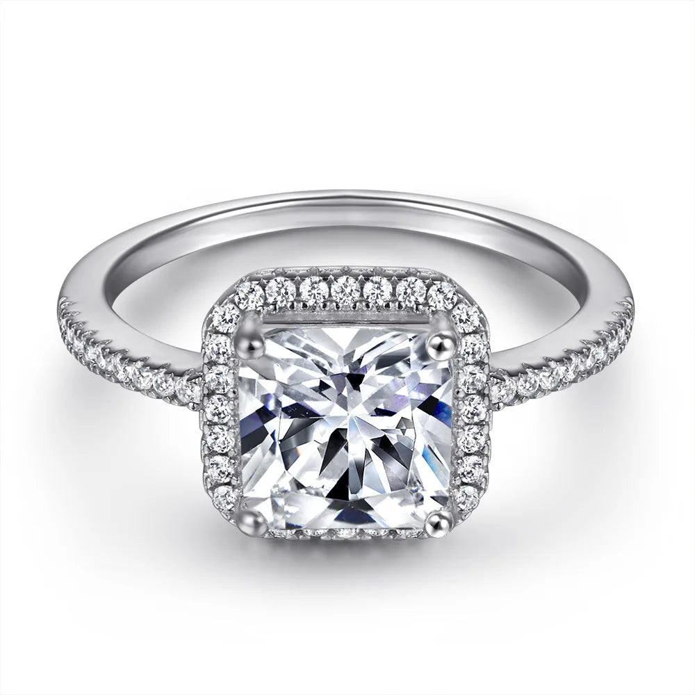MuShan Jewelry 925 Sterling Silver Rings Bands Engagement Ring 7A Cubic Zirconia Delicate Anniversary Rings Bands  Women Gift