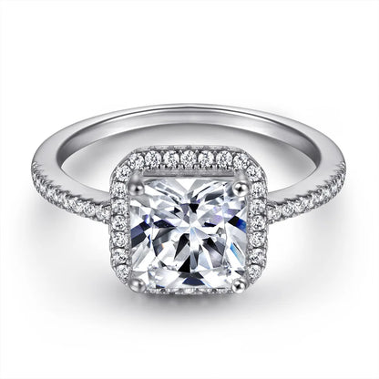 MuShan Jewelry 925 Sterling Silver Rings Bands Engagement Ring 7A Cubic Zirconia Delicate Anniversary Rings Bands  Women Gift