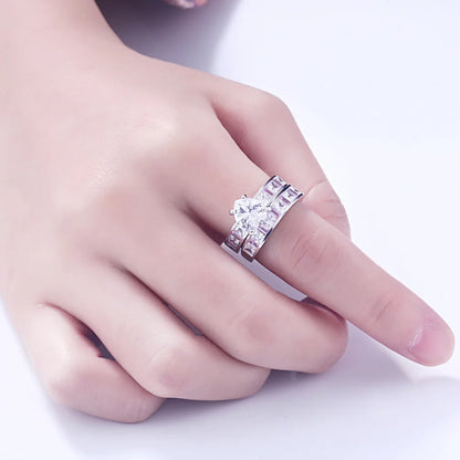 MuShan Jewelry 925 Sterling Silver Rings Bands Engagement Ring 7A Cubic Zirconia Romantic Rings Bands Rings Bands  Women Gift