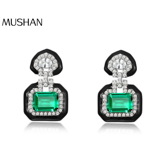 MuShan Jewelry 925 Sterling Silver Earrings Lab Grown Ruby Heart Evening Wear for Women 18K Gold Plated Anniversary Earrings