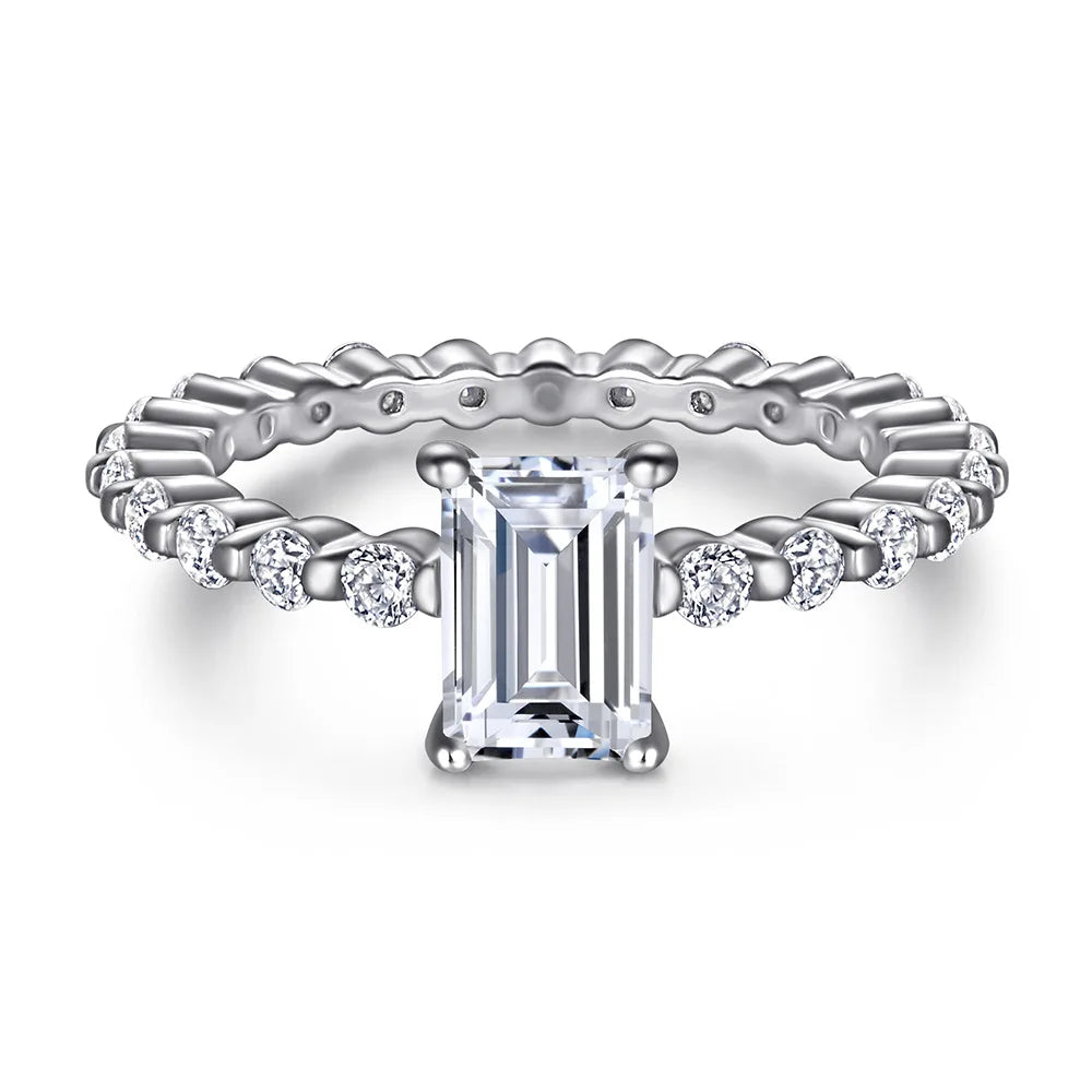 MuShan Jewelry 925 Sterling Silver Rings Bands Engagement Ring 7A Cubic Zirconia Birthday Timeless Anniversary  Women Gift