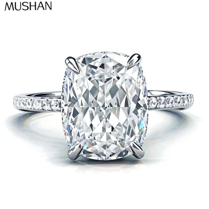 Anillo de boda de plata de ley 925 marca MuShan con diamante de moissanita, color D, VVS1, joyería fina con patente MST para mujer