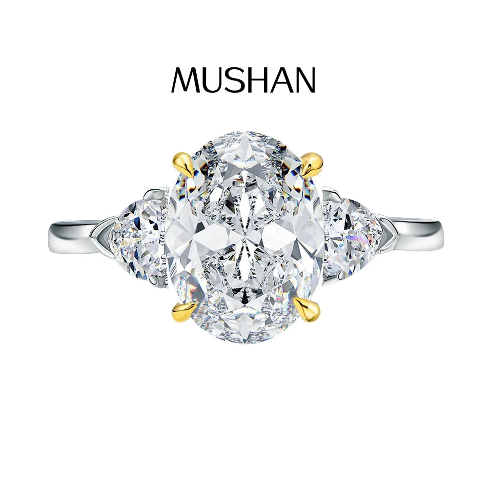 MUSHAN Luxury Jewelry 3ct Pigeon Egg Moissanite Diamond Rings 925 Sterling Silver Wedding Ring Bands For Women Fine Jewelry