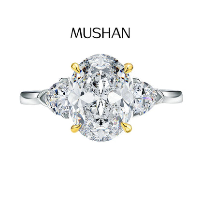 MUSHAN Luxury Jewelry 3ct Pigeon Egg Moissanite Diamond Rings 925 Sterling Silver Wedding Ring Bands For Women Fine Jewelry