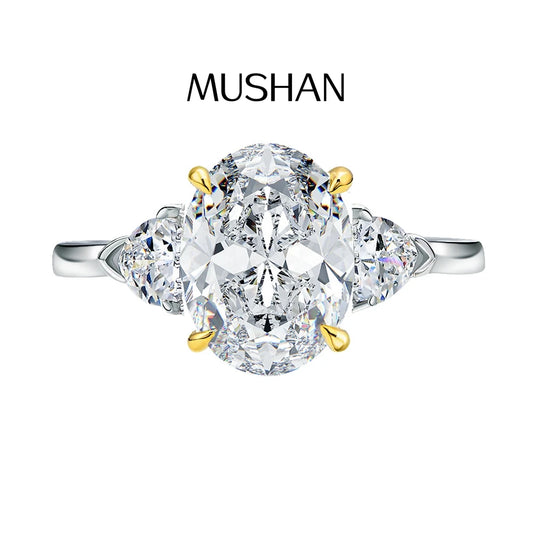 MUSHAN Luxury Jewelry 3ct Pigeon Egg Moissanite Diamond Rings 925 Sterling Silver Wedding Ring Bands For Women Fine Jewelry