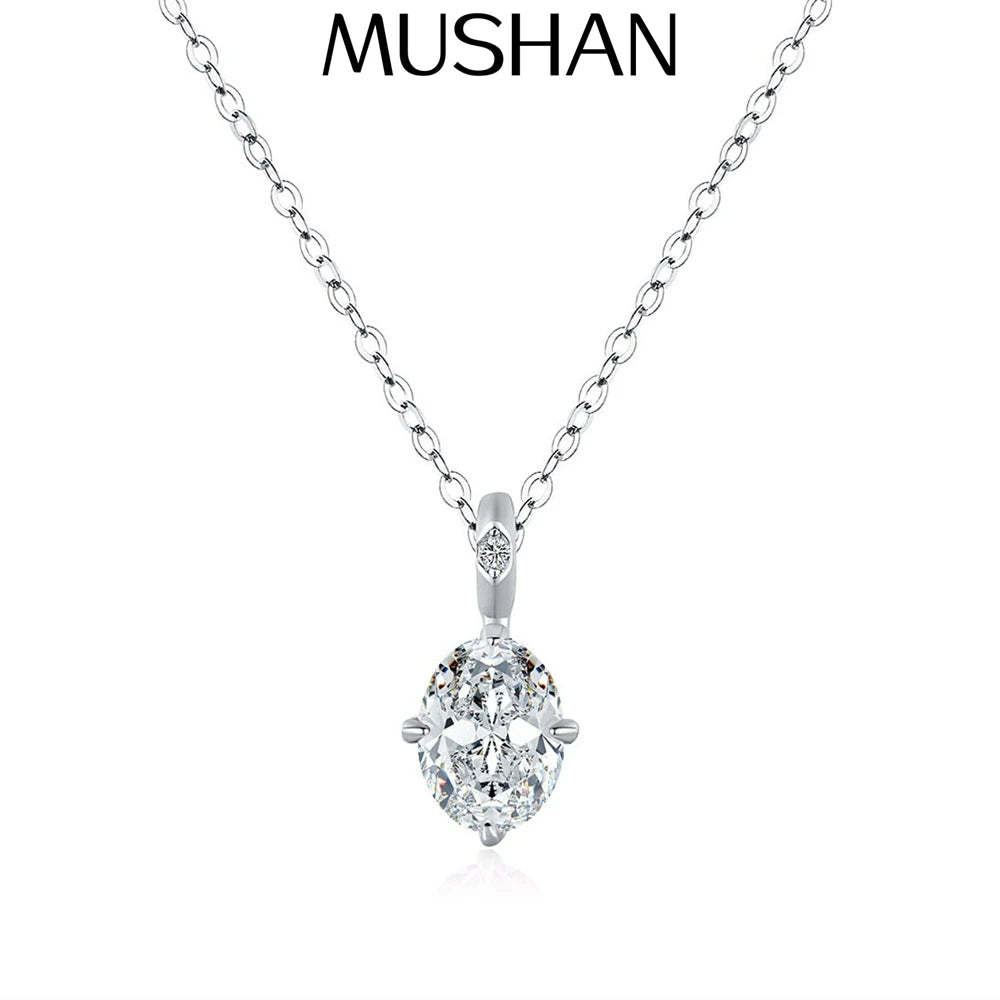 MuShan Luxury Jewelry 925 Sterling Silver Necklace D Color Moissanite Wedding Party Women Platinum Plated MST Patent Nickel Free