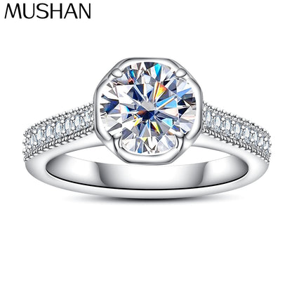 Bague MuShan Luxury Jewelry en argent sterling 925 avec moissanite brillante, bague délicate pour elle, plaqué or 18 carats, bijoux brevetés MST