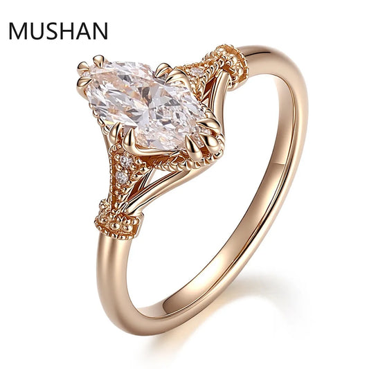 MUSHAN Luxury Custom 14K 18K Gold Rings Band Jewelry With Moissanite Diamond Lab Grown Gemstones Diamond Wedding Ring For Women