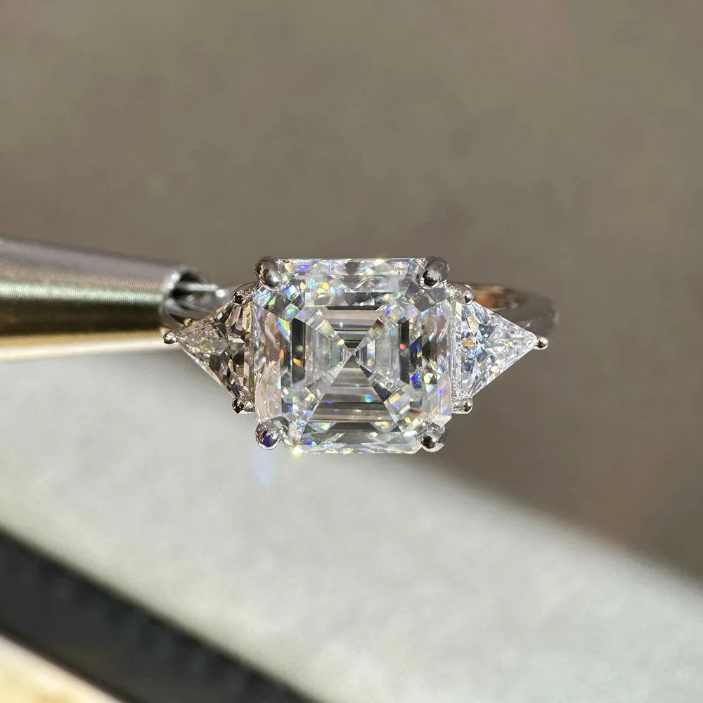 MuShan Brand Jewelry 925 Sterling Silver Ring Band Moissanite Diamond Wedding Rings D Color VVS1 Women MST Patent Fine Jewelry