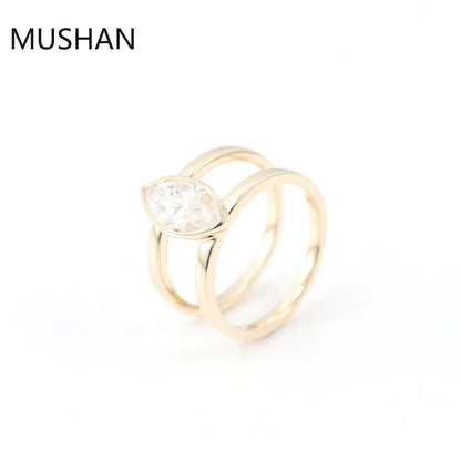 MUSHAN Luxury Custom 14K 18K Gold Rings Band Jewelry With Moissanite Diamond Lab Grown Gemstones Diamond Wedding Ring For Women