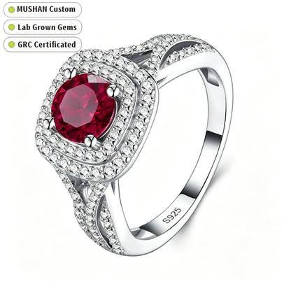 MUSHAN Custom Jewelry 925 Sterling Silver Ring 1ct Lab Grown Gemstones Ruby Emerald Sapphire Rings Jewelry