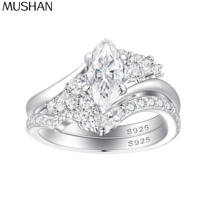 Bague MuShan en argent sterling 925, zircon de grade 5A en forme de cœur, bijou romantique pour femme, plaqué or 18 carats, bijou raffiné