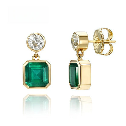 MUSHAN Bespoke Luxury Jewelry Lab Grown Emerald Stud Drop Earrings 925 Sterling Silver Pendant Earrings Luxury Gemstones Jewelry