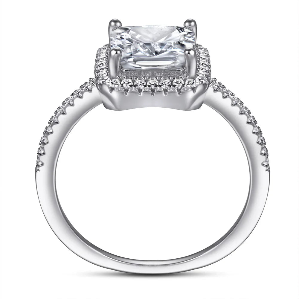 MuShan Jewelry 925 Sterling Silver Rings Bands Engagement Ring 7A Cubic Zirconia Delicate Anniversary Rings Bands  Women Gift