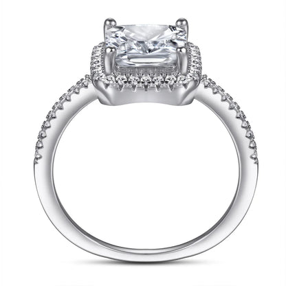 MuShan Jewelry 925 Sterling Silver Rings Bands Engagement Ring 7A Cubic Zirconia Delicate Anniversary Rings Bands  Women Gift