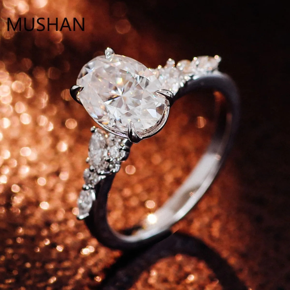 MUSHAN Luxury Custom 14K 18K Gold Rings Band Jewelry With Moissanite Diamond Lab Grown Gemstones Diamond Wedding Ring For Women