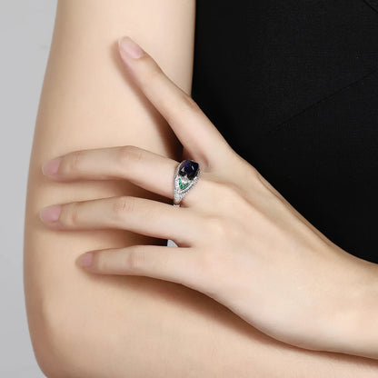 MUSHAN Custom Jewelry 925 Sterling Silver Ring Lab Red Green Emerald Cushion Engagement Ring for Women 18K Gold Plated Rings