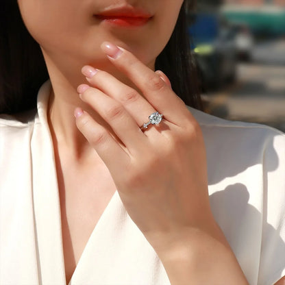 Anillo de lujo MUSHAN de plata de ley 925 para mujer, con diamante de moissanita certificado por GRA, esmeralda, color D, joyería fina