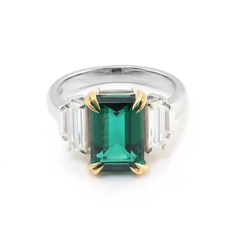 Anillo de compromiso MUSHAN Bespoke Jewelry con esmeralda de laboratorio de 9*11 mm, banda en platino PT950, oro de 10K, 14K o 18K, joyería para mujer