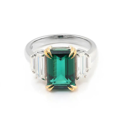 Anillo de compromiso MUSHAN Bespoke Jewelry con esmeralda de laboratorio de 9*11 mm, banda en platino PT950, oro de 10K, 14K o 18K, joyería para mujer