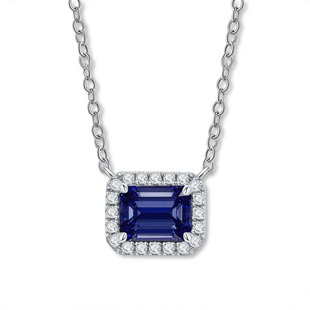 MUSHAN Bijoux de luxe pour femme, pendentif cube de sucre en argent sterling S925 avec diamant haut carbone, collier avec saphir et diamants