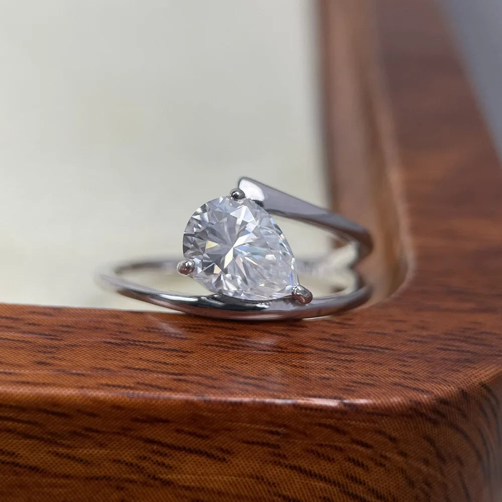 Anillo de lujo MUSHAN de plata de ley 925 para mujer, con diamante de moissanita certificado por GRA, esmeralda, color D, joyería fina