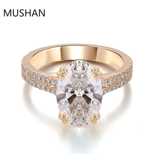 MUSHAN Luxury Custom 14K 18K Gold Rings Band Jewelry With Moissanite Diamond Lab Grown Gemstones Diamond Wedding Ring For Women