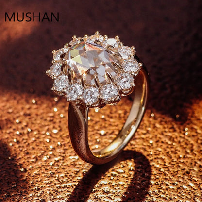 MUSHAN Luxury Custom 14K 18K Gold Rings Band Jewelry With Moissanite Diamond Lab Grown Gemstones Diamond Wedding Ring For Women