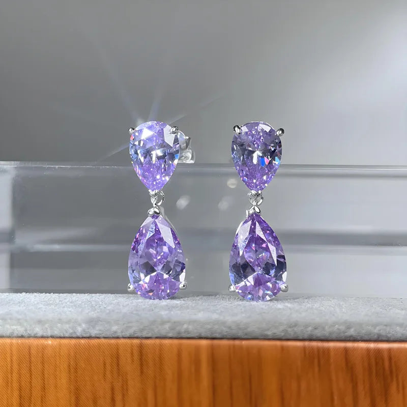 MuShan Jewelry 925 Sterling Silver Stud Earrings Dangle High Carbon Diamond Elegant Her Gift Women Earring Fine Jewelry