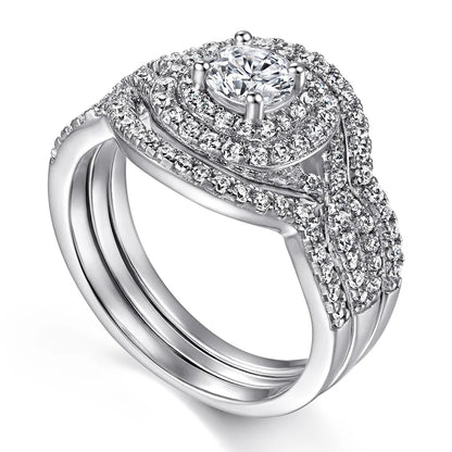 MuShan Jewelry 925 Sterling Silver Rings Bands Engagement Ring 5A Cubic Zirconia Vintage Rings Bands Anniversary  Women Gift